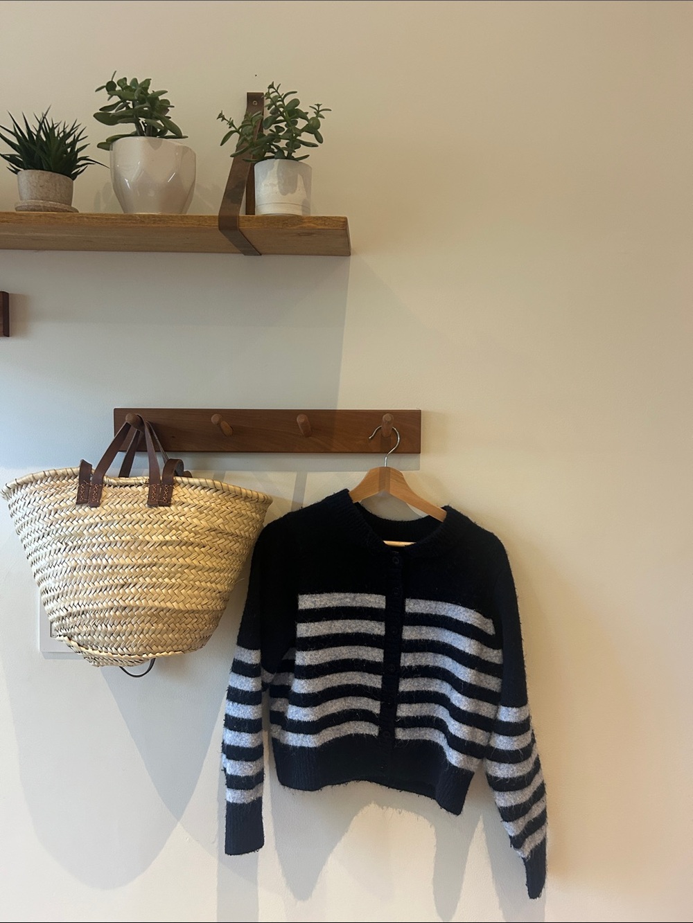 Striped navy and light blue Knit Cardigan Sweater